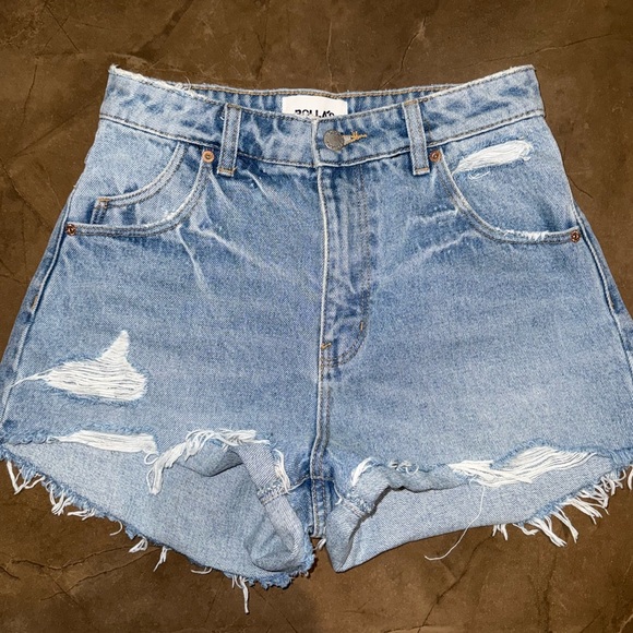 ROLLA'S Light Blue Distressed Jean Shorts Sylvia Blue High Rise - Picture 6 of 7